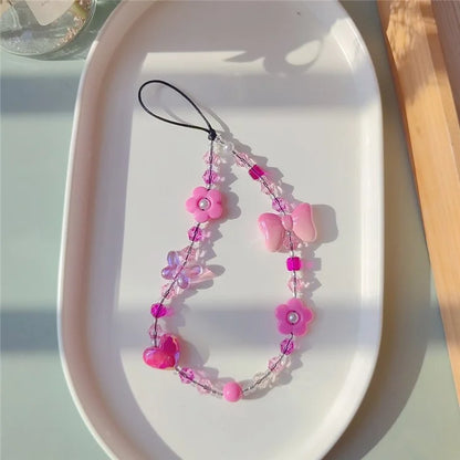 Beaded Phone Charm Strap Detachable Phone Anti-Lost Chain, Length: 16cm+5cm