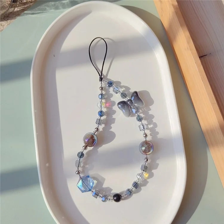Beaded Phone Charm Strap Detachable Phone Anti-Lost Chain, Length: 16cm+5cm