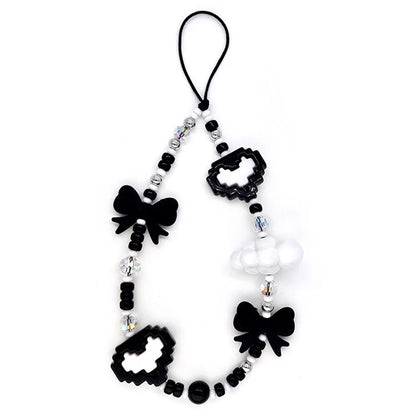 Beaded Phone Lanyard Heart Wrist Strap Bead Keychain Bracelet, Length: 16cm+5cm