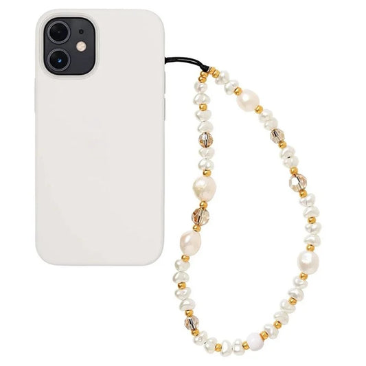 Beaded Phone Bracelet Strap Phone Lanyard Imitation Pearl Phone Charm, Length: 16cm+5cm