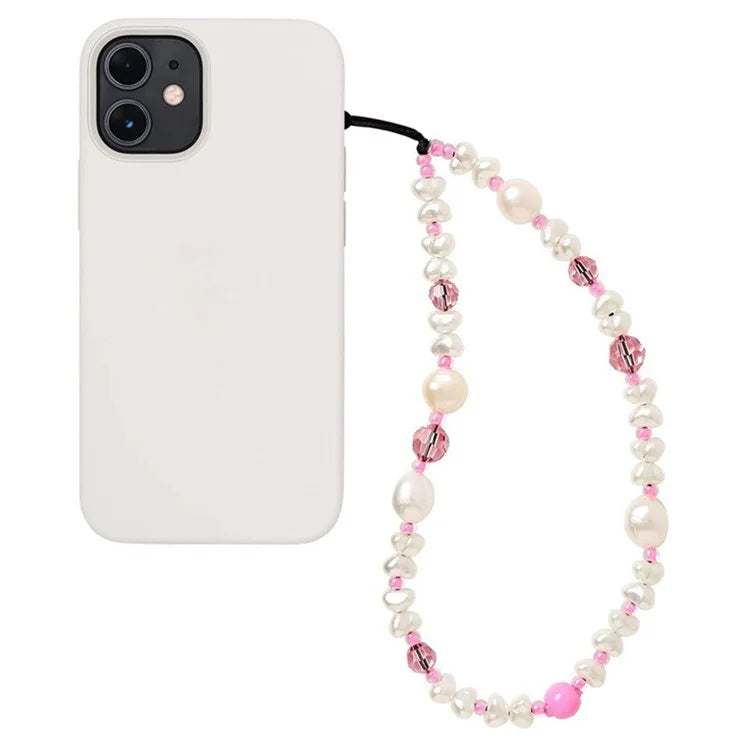 Beaded Phone Bracelet Strap Phone Lanyard Imitation Pearl Phone Charm, Length: 16cm+5cm