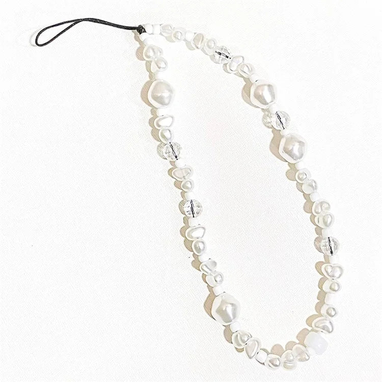 Beaded Phone Bracelet Strap Phone Lanyard Imitation Pearl Phone Charm, Length: 16cm+5cm