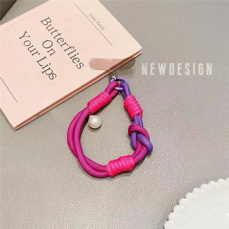 Phone Wrist Lanyard 30cm Nylon Wrist Strap Pearl Phone Charm with Tether Tab