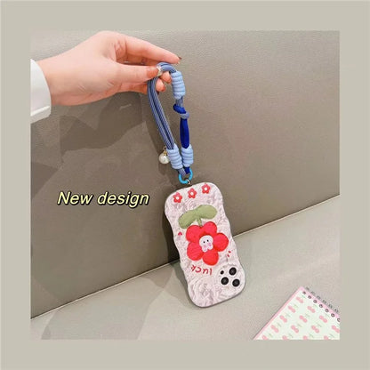 Phone Wrist Lanyard 30cm Nylon Wrist Strap Pearl Phone Charm with Tether Tab