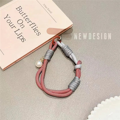 Phone Wrist Lanyard 30cm Nylon Wrist Strap Pearl Phone Charm with Tether Tab