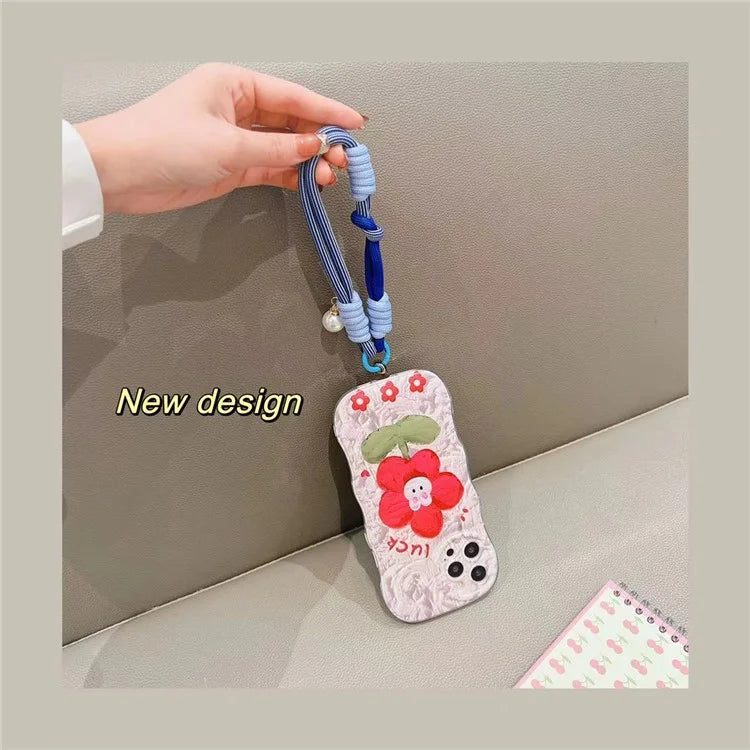 Phone Wrist Lanyard 30cm Nylon Wrist Strap Pearl Phone Charm with Tether Tab