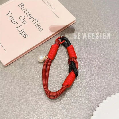 Phone Wrist Lanyard 30cm Nylon Wrist Strap Pearl Phone Charm with Tether Tab