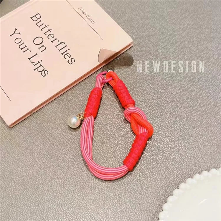Phone Wrist Lanyard 30cm Nylon Wrist Strap Pearl Phone Charm with Tether Tab
