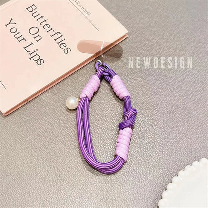 Phone Wrist Lanyard 30cm Nylon Wrist Strap Pearl Phone Charm with Tether Tab