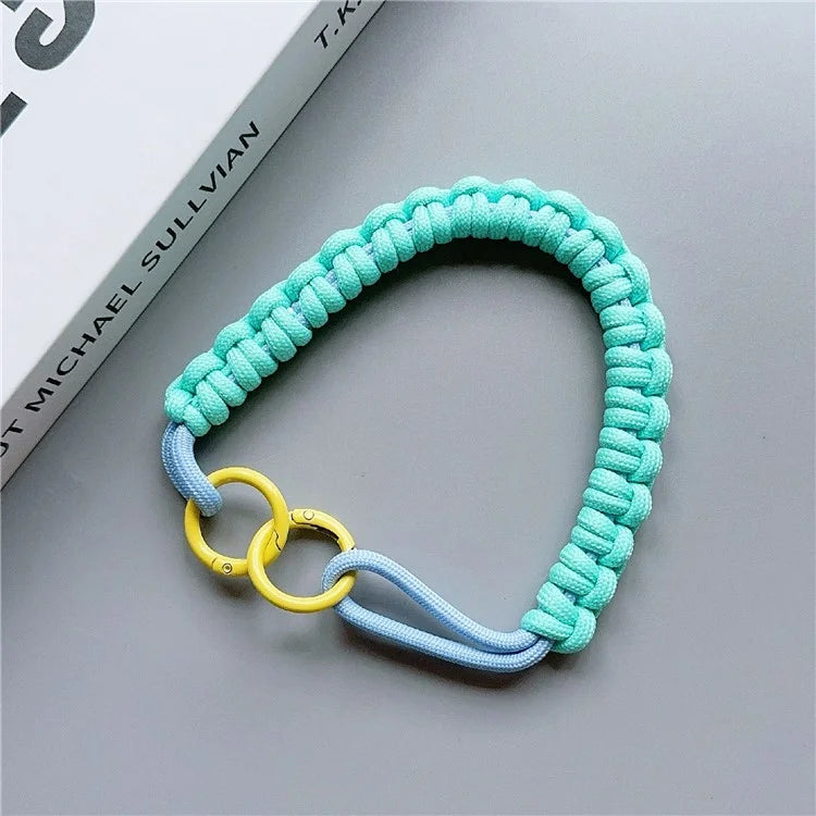 Phone Hand Wrist Strap Dual Ring 30cm Nylon Short Lanyard with Tether Tab