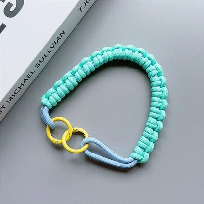 Phone Hand Wrist Strap Dual Ring 30cm Nylon Short Lanyard with Tether Tab
