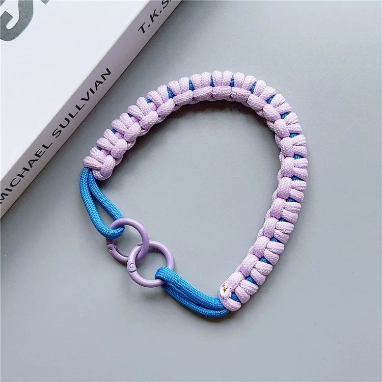 Phone Hand Wrist Strap Dual Ring 30cm Nylon Short Lanyard with Tether Tab