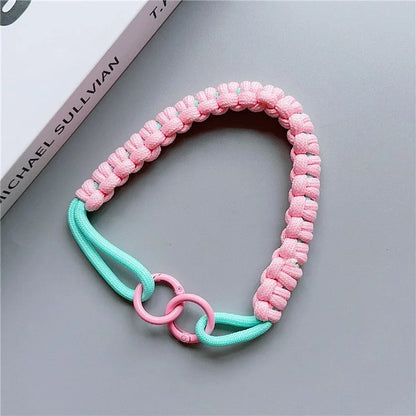 Phone Hand Wrist Strap Dual Ring 30cm Nylon Short Lanyard with Tether Tab