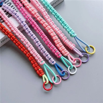 Phone Hand Wrist Strap Dual Ring 30cm Nylon Short Lanyard with Tether Tab