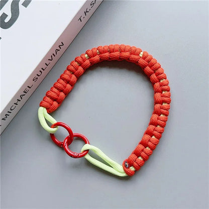 Phone Hand Wrist Strap Dual Ring 30cm Nylon Short Lanyard with Tether Tab