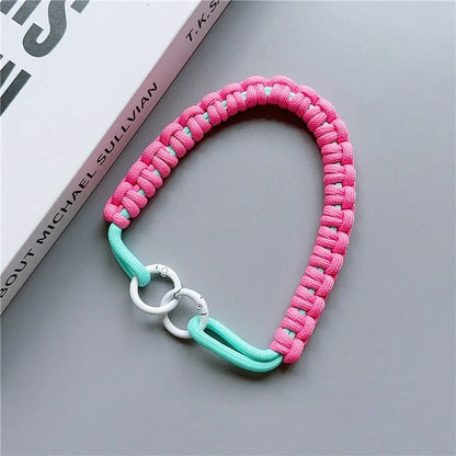 Phone Hand Wrist Strap Dual Ring 30cm Nylon Short Lanyard with Tether Tab