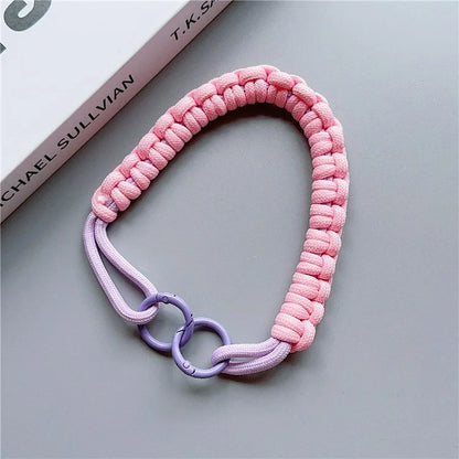 Phone Hand Wrist Strap Dual Ring 30cm Nylon Short Lanyard with Tether Tab