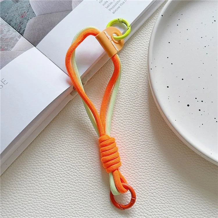 Phone Strap Dual-Layer Design 30cm Nylon Short Hand Lanyard with Tether Tab