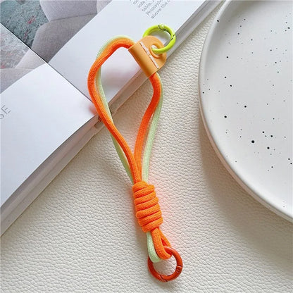 Phone Strap Dual-Layer Design 30cm Nylon Short Hand Lanyard with Tether Tab