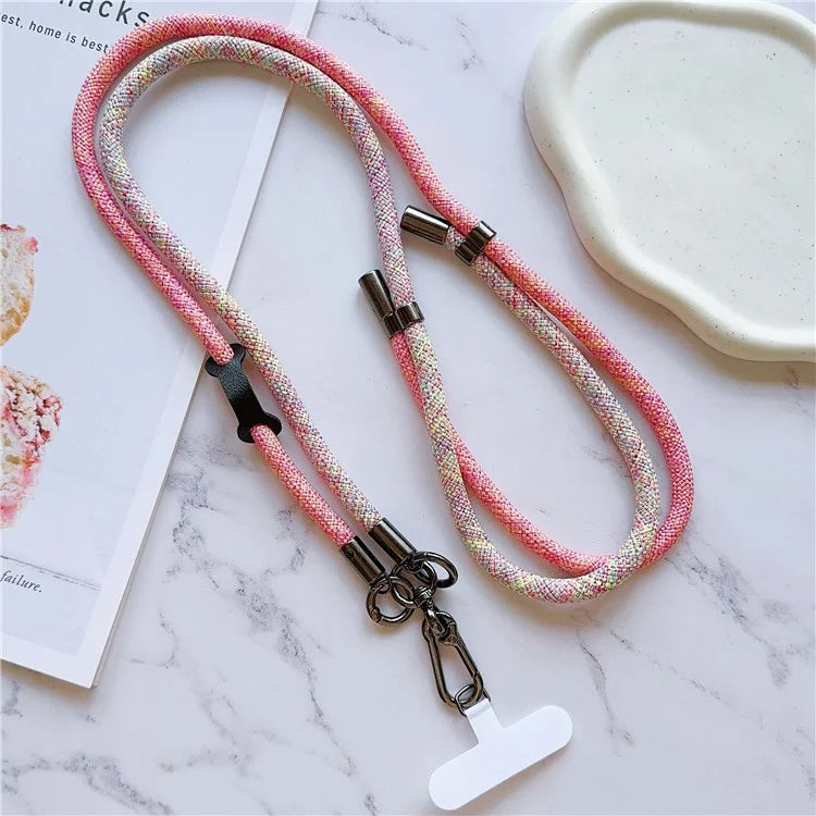 8mm Thick Phone Lanyard Adjustable Nylon Crossbody Strap with Tether Tab, Total Length: 140cm