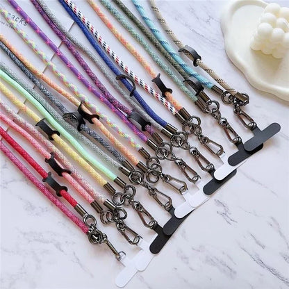 8mm Thick Phone Lanyard Adjustable Nylon Crossbody Strap with Tether Tab, Total Length: 140cm