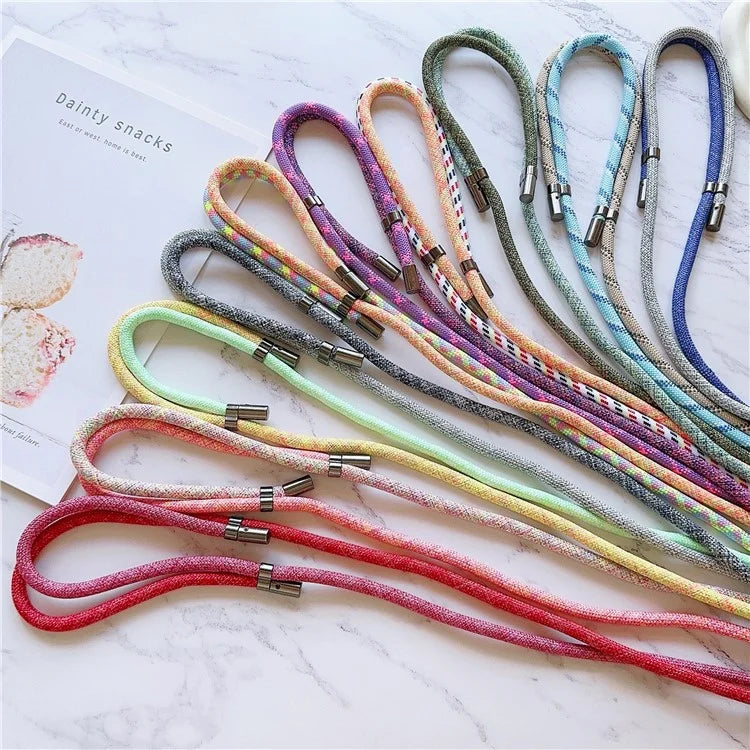 8mm Thick Phone Lanyard Adjustable Nylon Crossbody Strap with Tether Tab, Total Length: 140cm