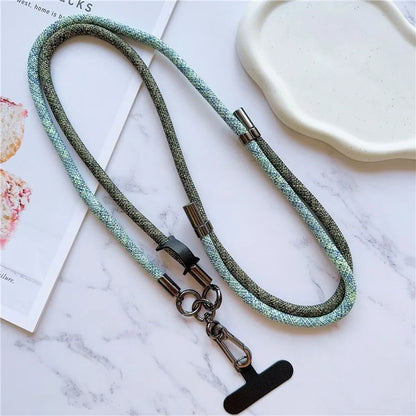8mm Thick Phone Lanyard Adjustable Nylon Crossbody Strap with Tether Tab, Total Length: 140cm