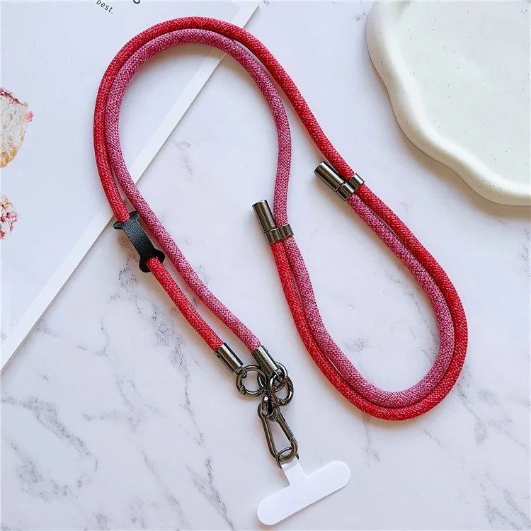 8mm Thick Phone Lanyard Adjustable Nylon Crossbody Strap with Tether Tab, Total Length: 140cm