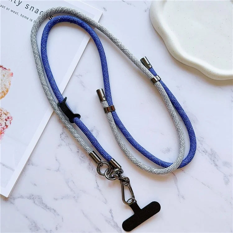 8mm Thick Phone Lanyard Adjustable Nylon Crossbody Strap with Tether Tab, Total Length: 140cm
