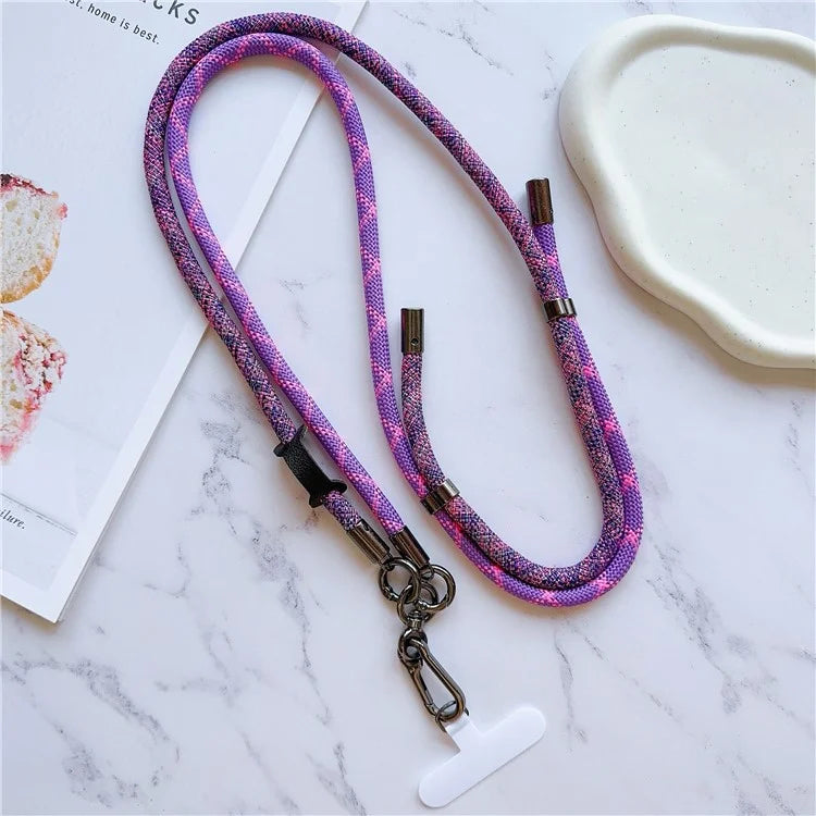 8mm Thick Phone Lanyard Adjustable Nylon Crossbody Strap with Tether Tab, Total Length: 140cm