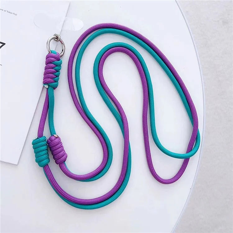 Crossbody Phone Lanyard 160cm Adjustable Dual-Color Phone Charm Nylon Lanyard with Tether Tab
