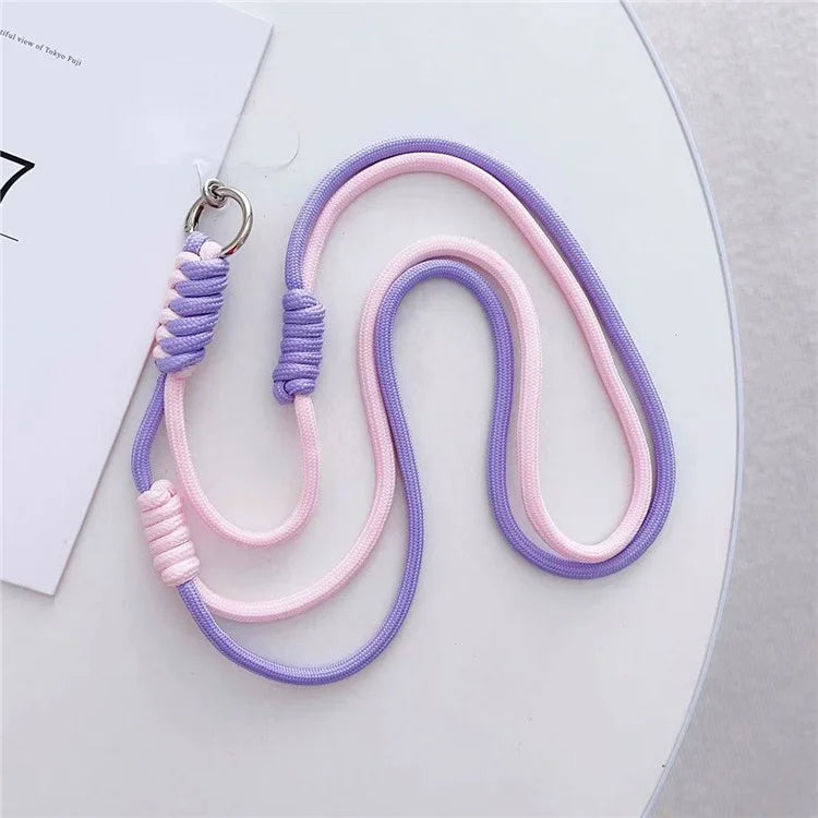 Crossbody Phone Lanyard 160cm Adjustable Dual-Color Phone Charm Nylon Lanyard with Tether Tab