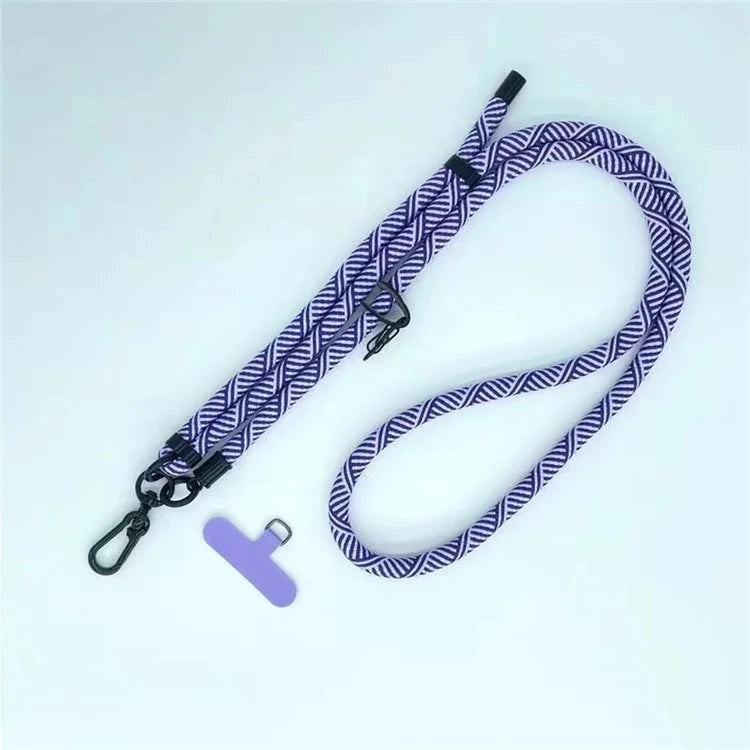 8mm Thick Phone Lanyard Crossbody Adjustable Strap Twill Pattern with Tether Tab, Total Length: 120cm