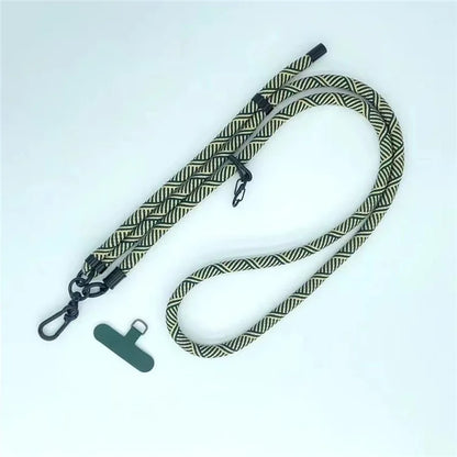 8mm Thick Phone Lanyard Crossbody Adjustable Strap Twill Pattern with Tether Tab, Total Length: 120cm