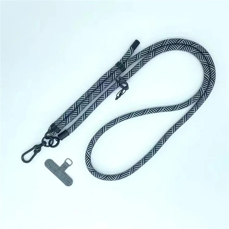 8mm Thick Phone Lanyard Crossbody Adjustable Strap Twill Pattern with Tether Tab, Total Length: 120cm