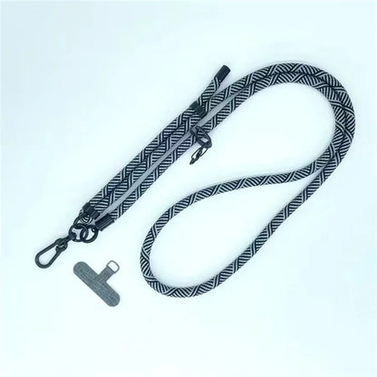 8mm Thick Phone Lanyard Crossbody Adjustable Strap Twill Pattern with Tether Tab, Total Length: 120cm