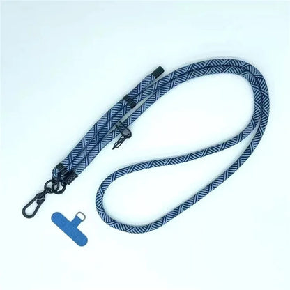 8mm Thick Phone Lanyard Crossbody Adjustable Strap Twill Pattern with Tether Tab, Total Length: 120cm