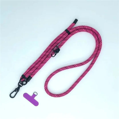 8mm Thick Phone Lanyard Crossbody Adjustable Strap Twill Pattern with Tether Tab, Total Length: 120cm
