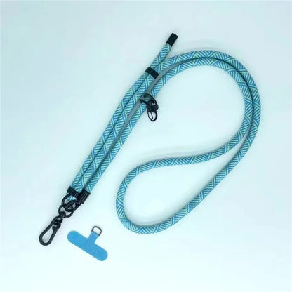 8mm Thick Phone Lanyard Crossbody Adjustable Strap Twill Pattern with Tether Tab, Total Length: 120cm