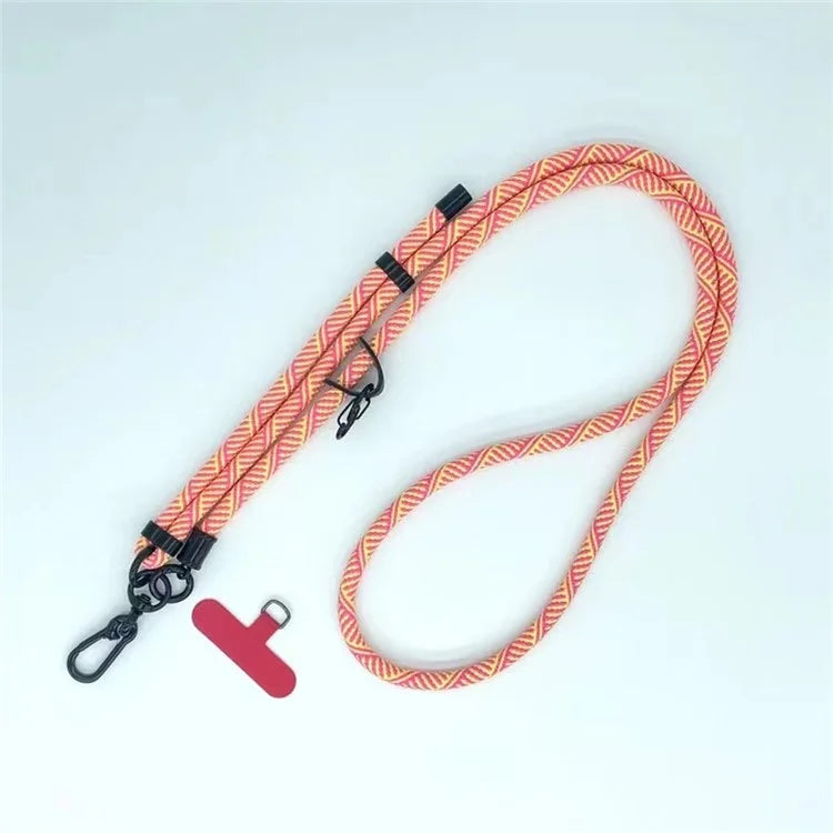 8mm Thick Phone Lanyard Crossbody Adjustable Strap Twill Pattern with Tether Tab, Total Length: 120cm