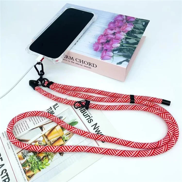 8mm Thick Phone Lanyard Crossbody Adjustable Strap Twill Pattern with Tether Tab, Total Length: 120cm