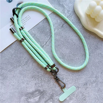 8mm Thick Adjustable Phone Lanyard Twill Pattern Neck Strap with Tether Tab, Total Length: 140cm