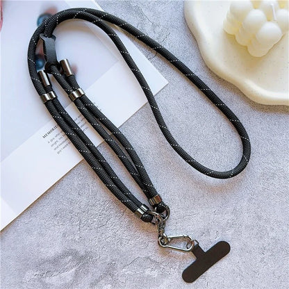 8mm Thick Adjustable Phone Lanyard Twill Pattern Neck Strap with Tether Tab, Total Length: 140cm