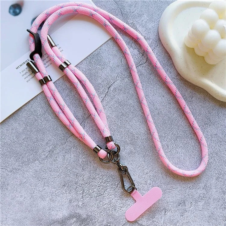 8mm Thick Adjustable Phone Lanyard Twill Pattern Neck Strap with Tether Tab, Total Length: 140cm