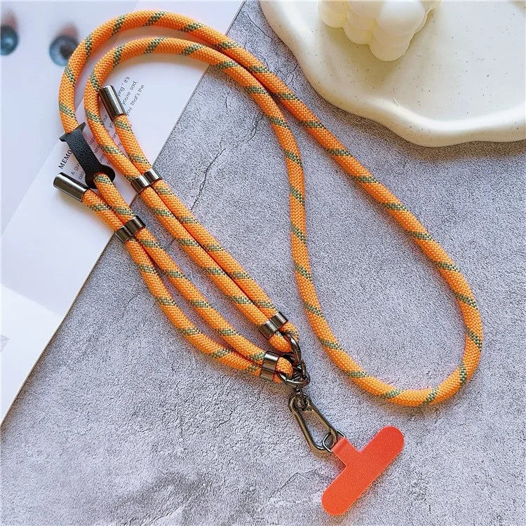 8mm Thick Adjustable Phone Lanyard Twill Pattern Neck Strap with Tether Tab, Total Length: 140cm