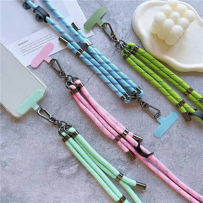 8mm Thick Adjustable Phone Lanyard Twill Pattern Neck Strap with Tether Tab, Total Length: 140cm