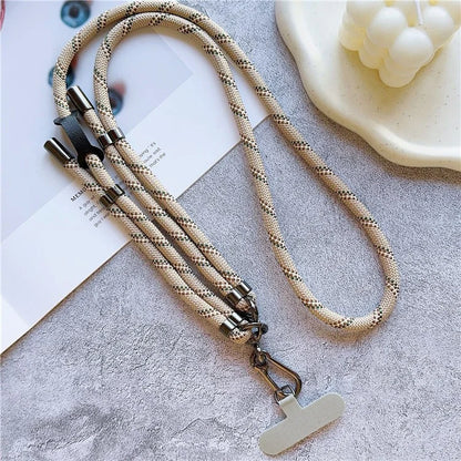 8mm Thick Adjustable Phone Lanyard Twill Pattern Neck Strap with Tether Tab, Total Length: 140cm