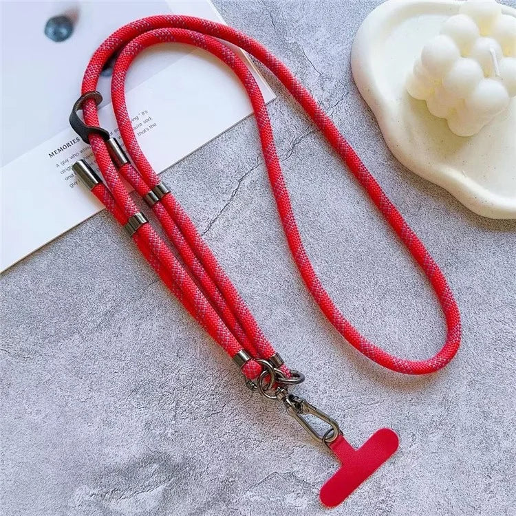 8mm Thick Adjustable Phone Lanyard Twill Pattern Neck Strap with Tether Tab, Total Length: 140cm