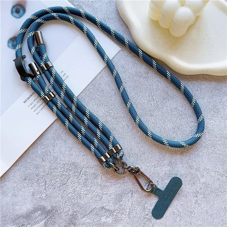 8mm Thick Adjustable Phone Lanyard Twill Pattern Neck Strap with Tether Tab, Total Length: 140cm