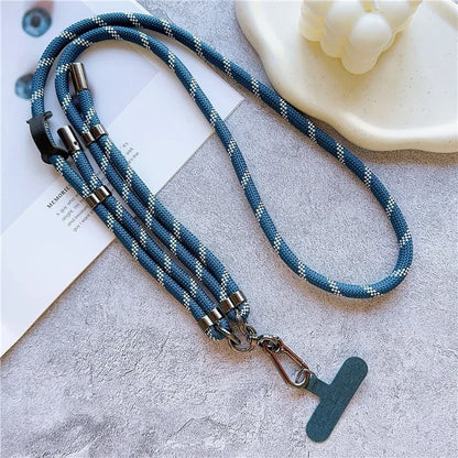 8mm Thick Adjustable Phone Lanyard Twill Pattern Neck Strap with Tether Tab, Total Length: 140cm